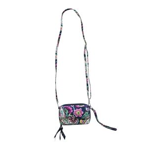 Vera Bradley Crossbody Wallet Purse Petal Paisley Print Pink Blue